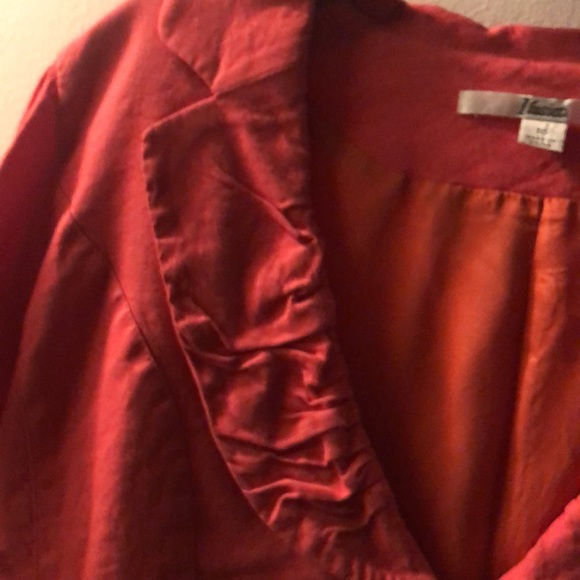 Ilusion Red-Orange Linen Blend Jacket - Picture 3 of 12